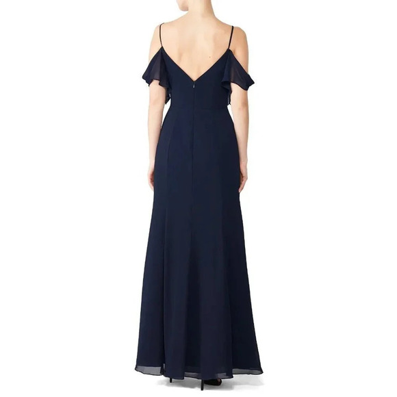 WATTERS Navy Blue Aldridge Chiffon Formal Gown $285 - Picture 4 of 9